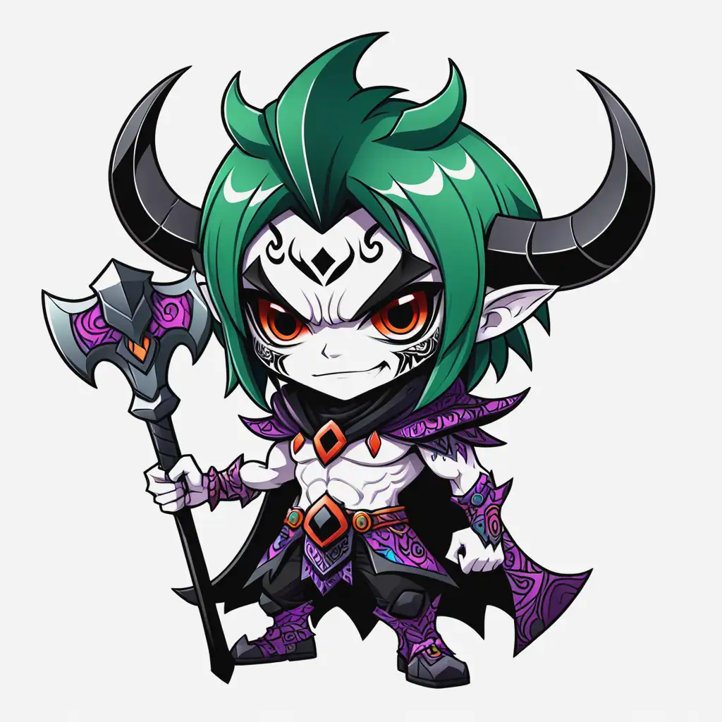 Chibi-Anime-MephistoInspired-Character-with-Epic-Energy-Axe-in-Psychedelic-Attire