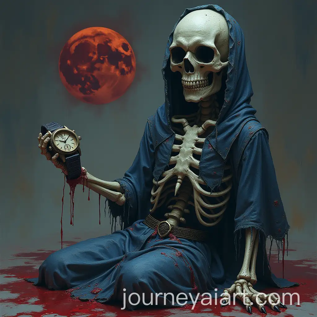 Skeletal-Figure-Holding-Watch-with-Blood-and-Dark-Moon