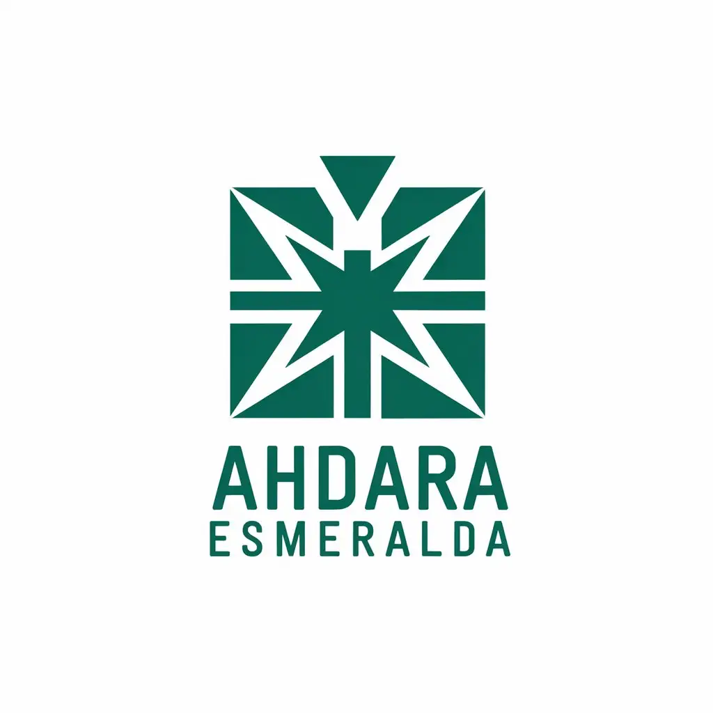 LOGO Design for Ahdara Esmeralda Star and Emerald Square on Clear Background