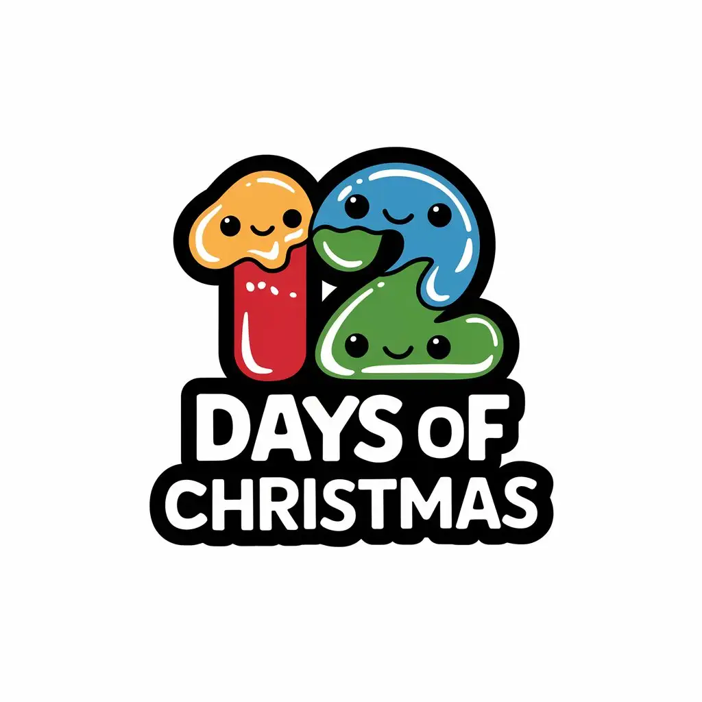 LOGO Design for 12 Days of Christmas Cute and Colourful Slime with White Background