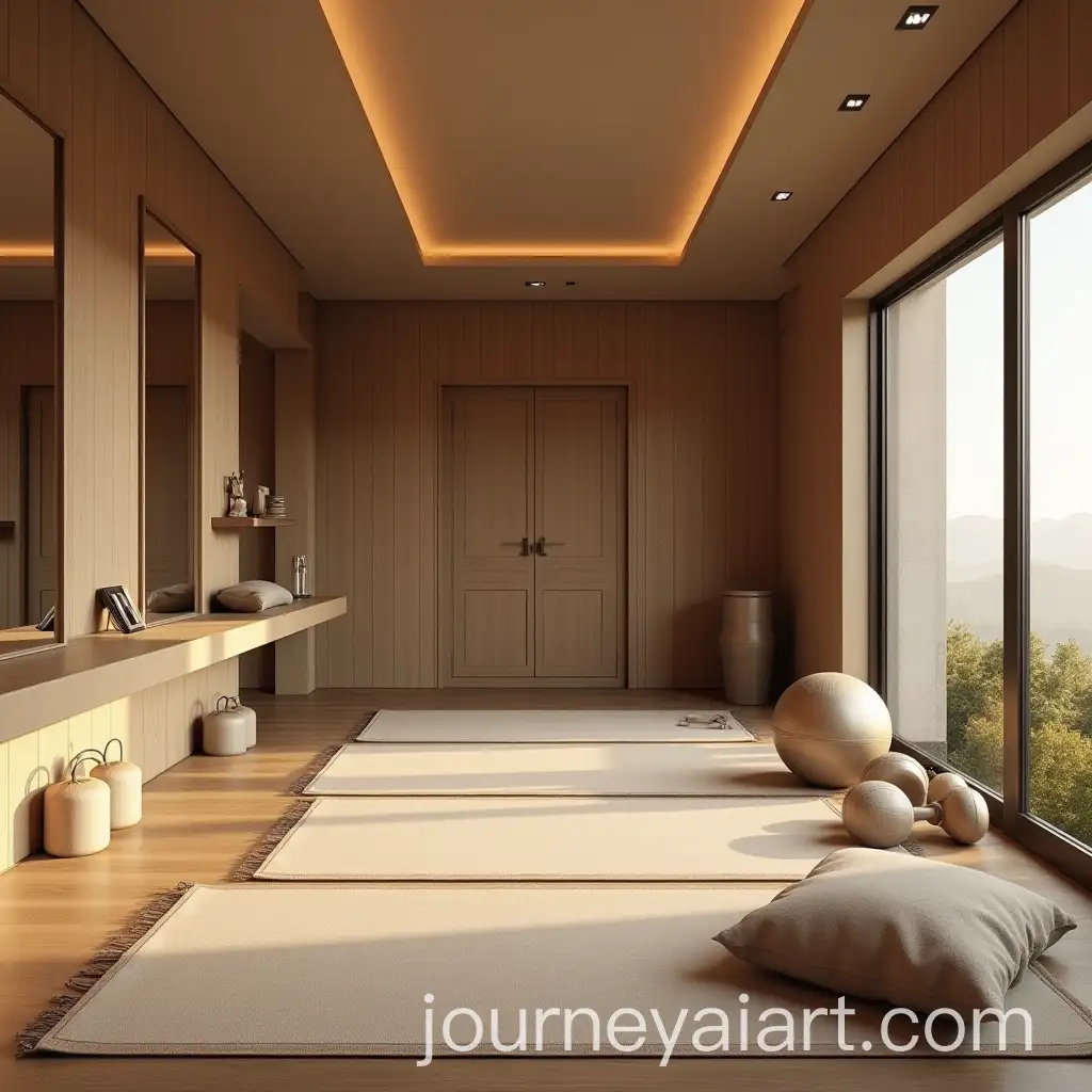 Minimalist-Luxury-Home-Gym-with-Natural-Light-and-Earthy-Tones