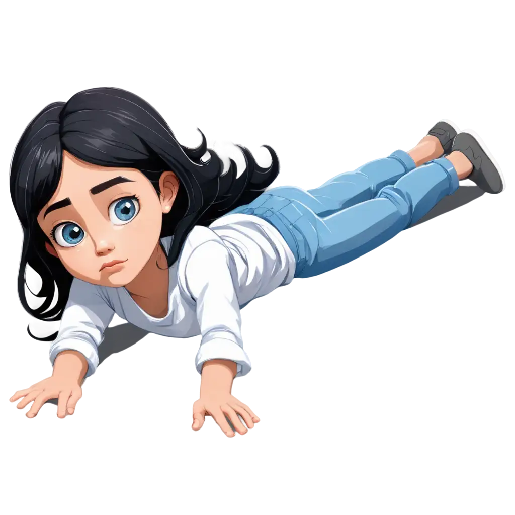 Sad-Little-Girl-with-Hurt-Leg-Cartoon-PNG-Emotional-Illustration-of-a-10YearOld-in-Distress