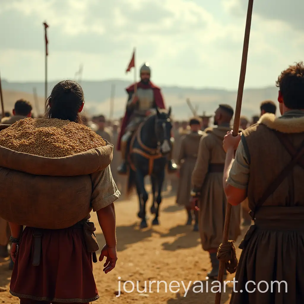 Villager-Carrying-Grain-to-Nobleman-with-Tension-in-the-Air