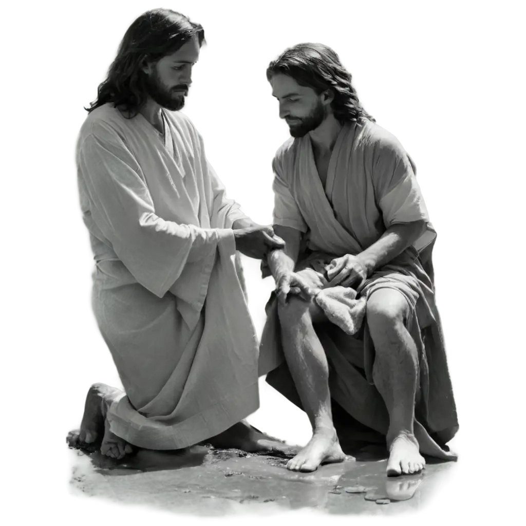 HighQuality-PNG-Image-of-Jesus-Washing-the-Feet-of-the-Disciple-in-Black-and-White