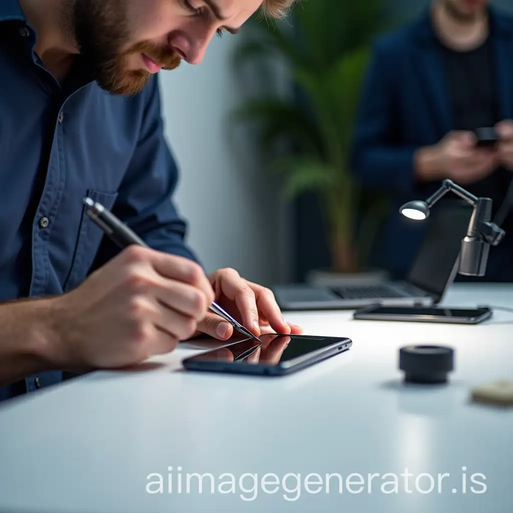 Technician-Repairing-Smartphone-with-Precision-Tools-on-Organized-Table