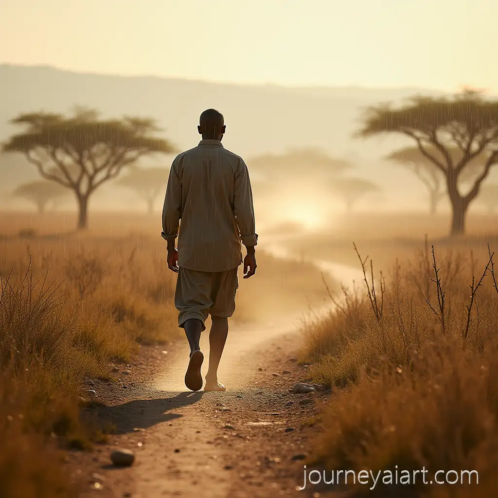 African-Man-Walking-on-Deserted-Pathway-in-the-AfricanAfrican-man-on-savanna-path-Savanna-During-Heavy-Rainfall