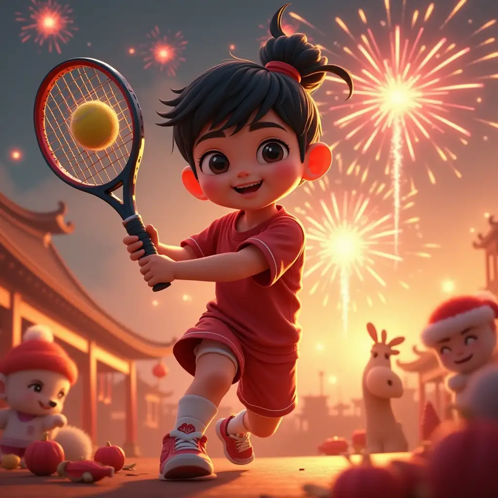 Nezha-Playing-Tennis-with-Fireworks-and-Lunar-New-Year-Elements