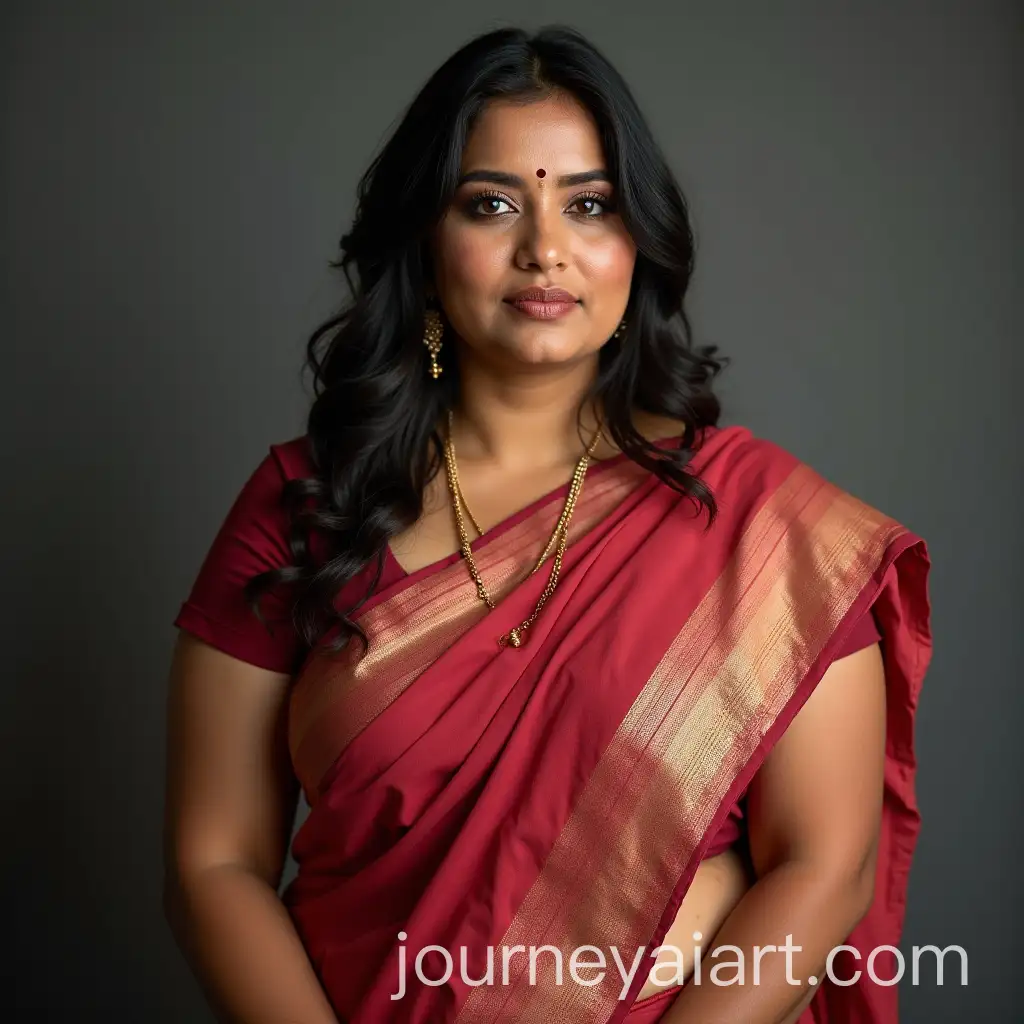 Confident-FullFigured-Indian-Woman-in-Frontal-Pose