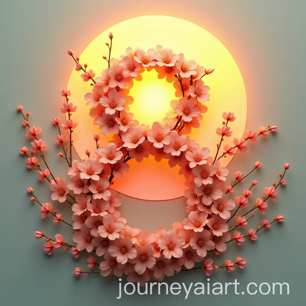 Elegant-Flowers-Intertwined-with-the-Number-8-Under-Spring-Sunrise-Rays