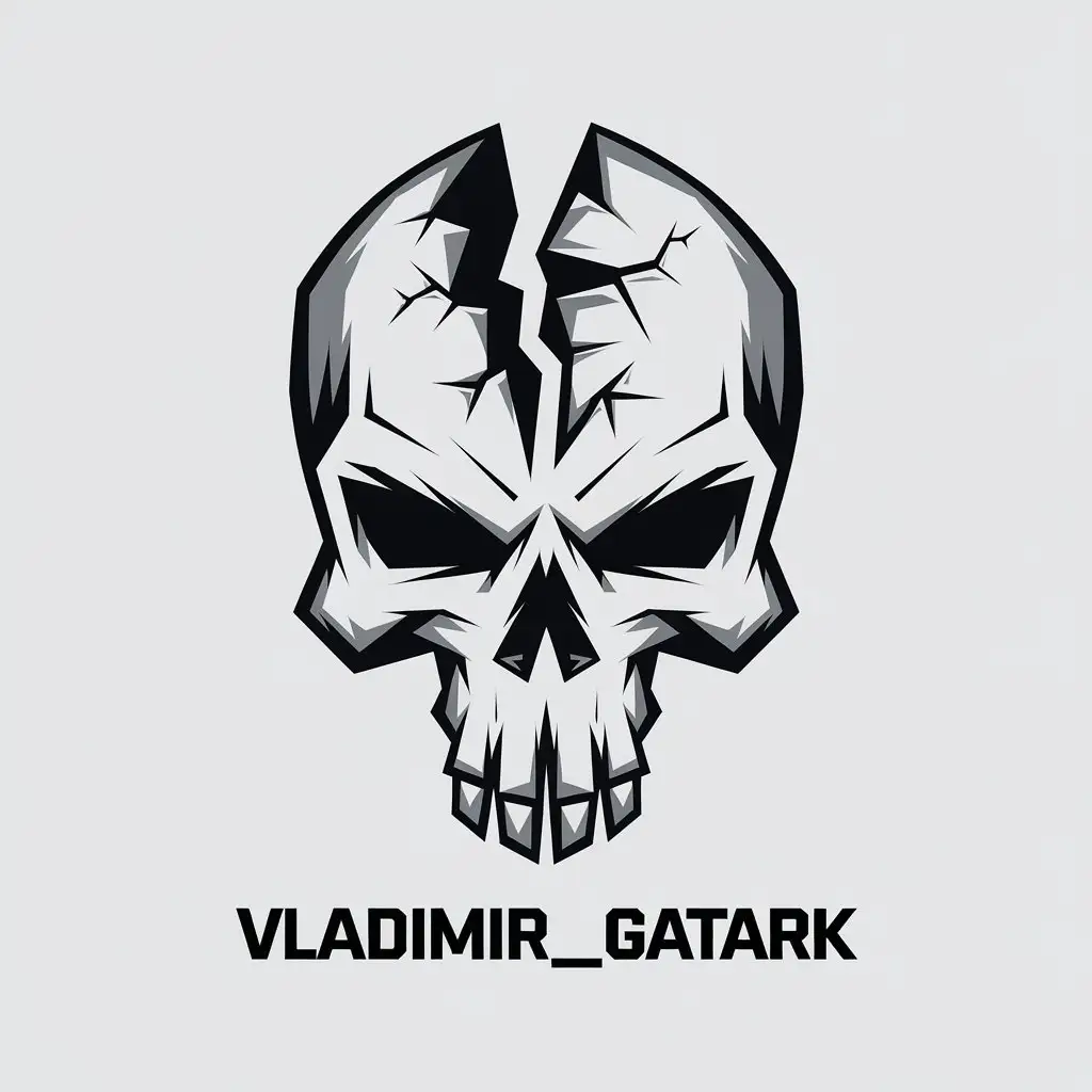 LOGO Design for Vladimir Gatark Private Military Company with Horrible Broken Skull Theme