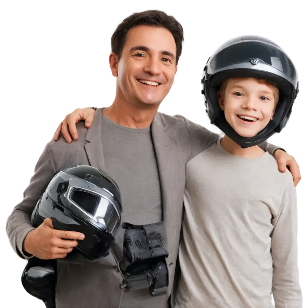 Create-a-PNG-Image-of-a-Father-and-Happy-Son-with-Father-Wearing-a-Motorcycle-Helmet