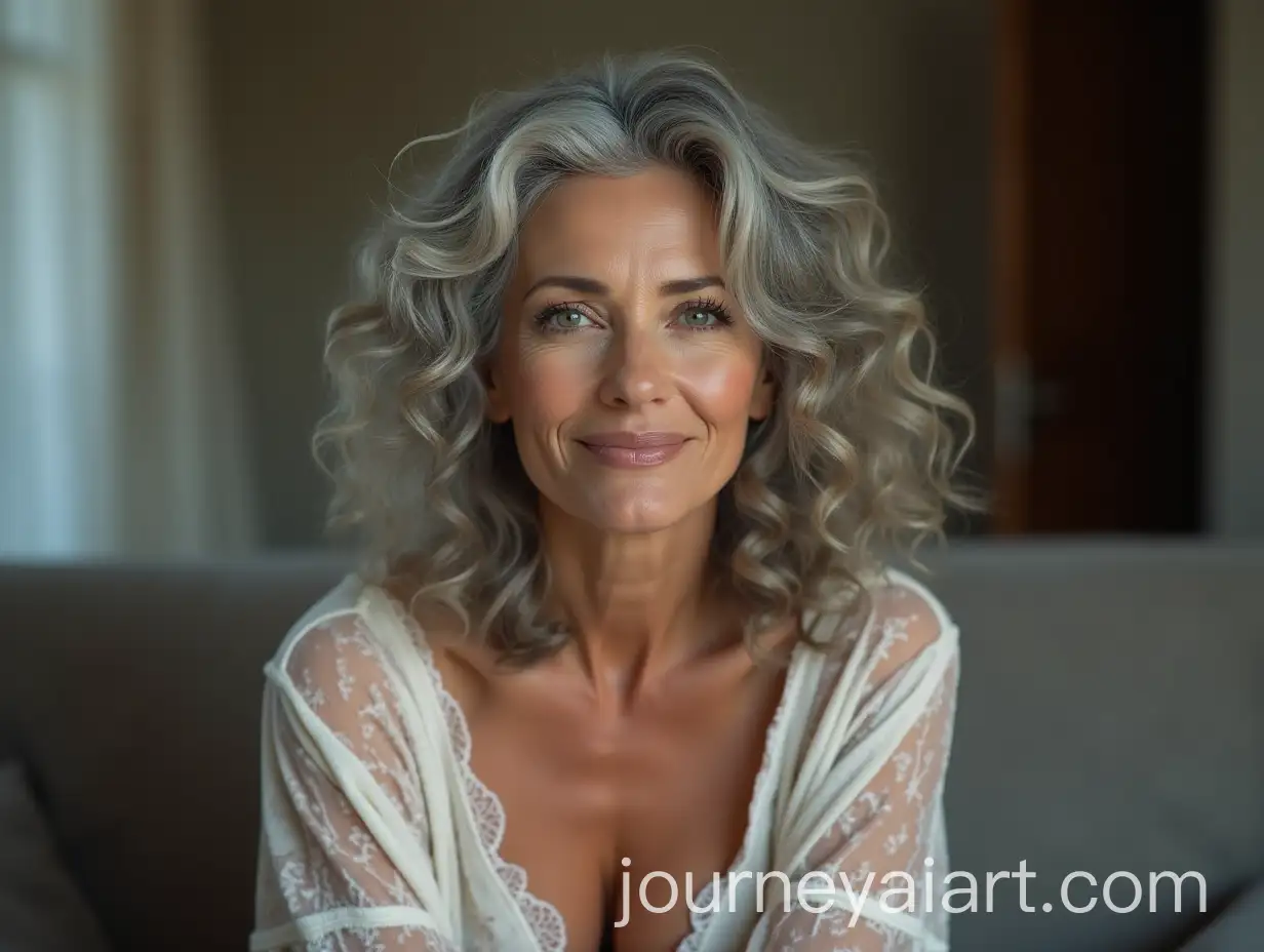 Beautiful-60YearOld-Woman-with-Grey-Hair-Sitting-on-a-Couch-in-a-Room