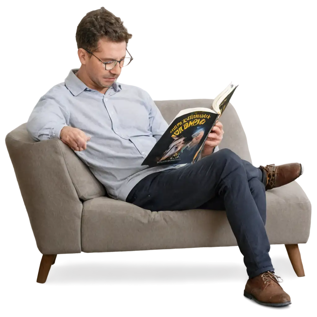 PNG-Image-of-a-Man-Reading-a-Book-on-His-Sofa-Relaxing-Home-Scene