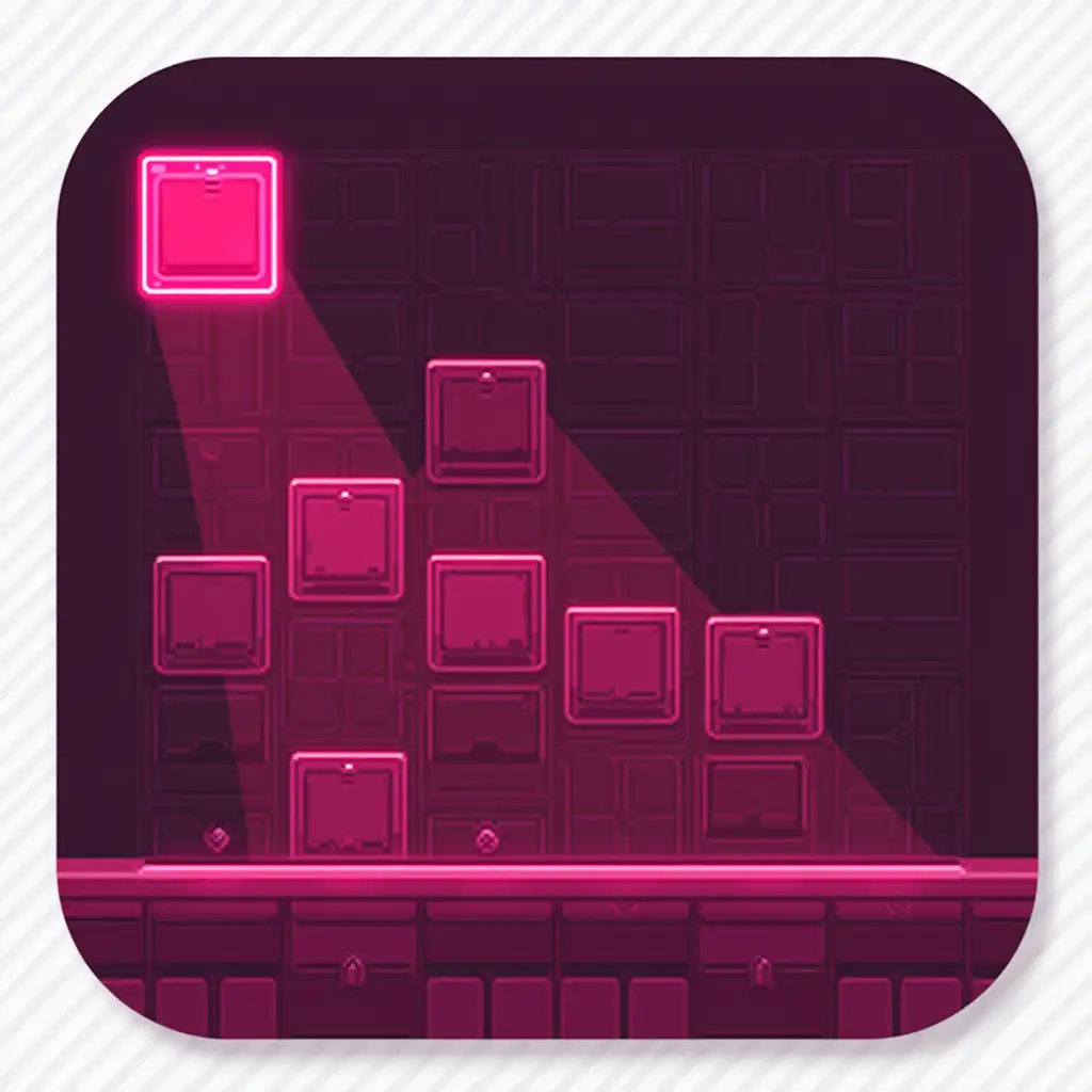 a menu icon representing a game called block breaker. Should be bright and fun and contain pink and black. should have no letters