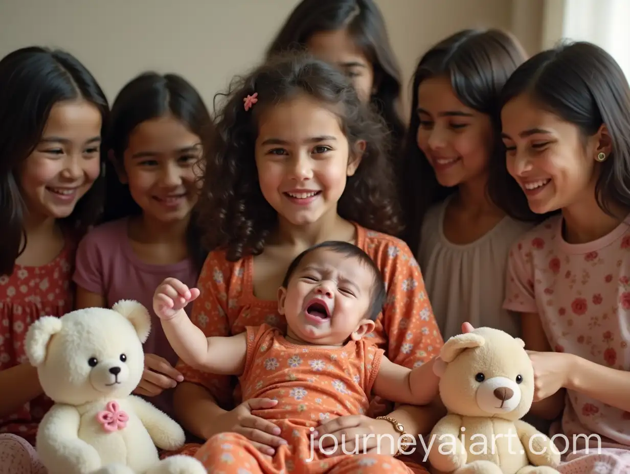 Persian-Teenage-Girls-Throwing-a-Baby-Shower-for-a-Crying-Baby-Boy