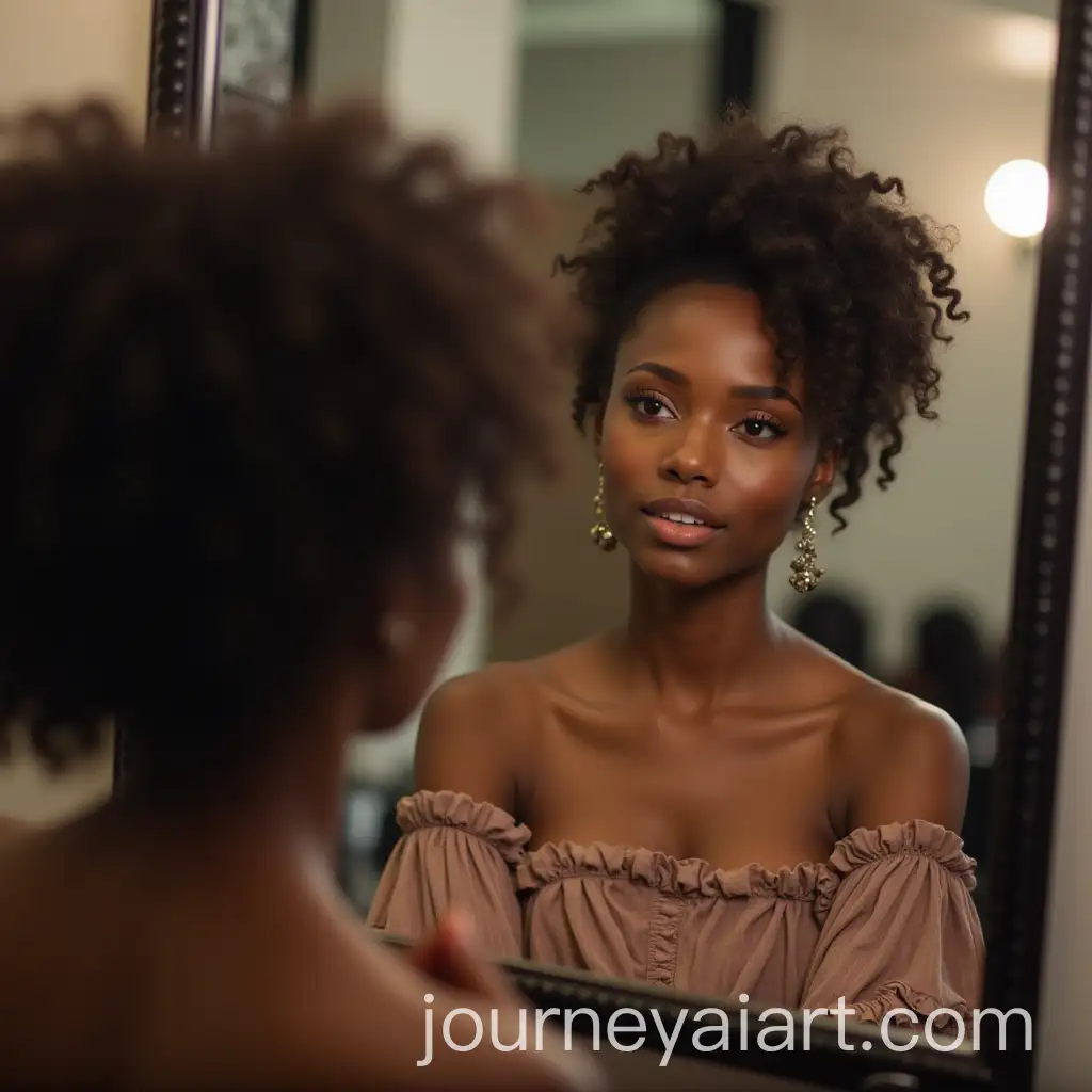 Beautiful-Black-Woman-Contemplating-Her-Reflection-in-Hair-Salon