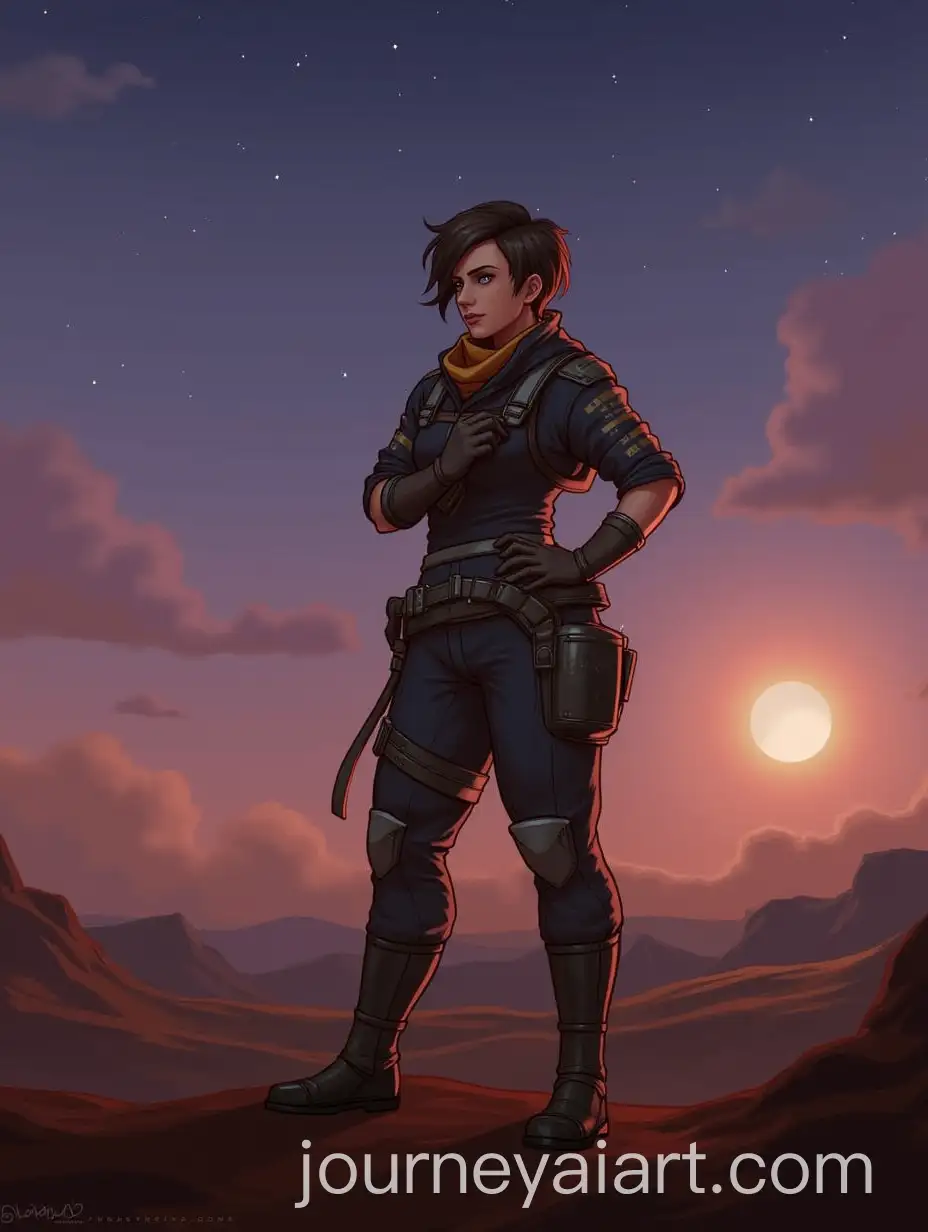 Apex-Legends-Character-Ash-Standing-Confidently-in-Desert-Twilight