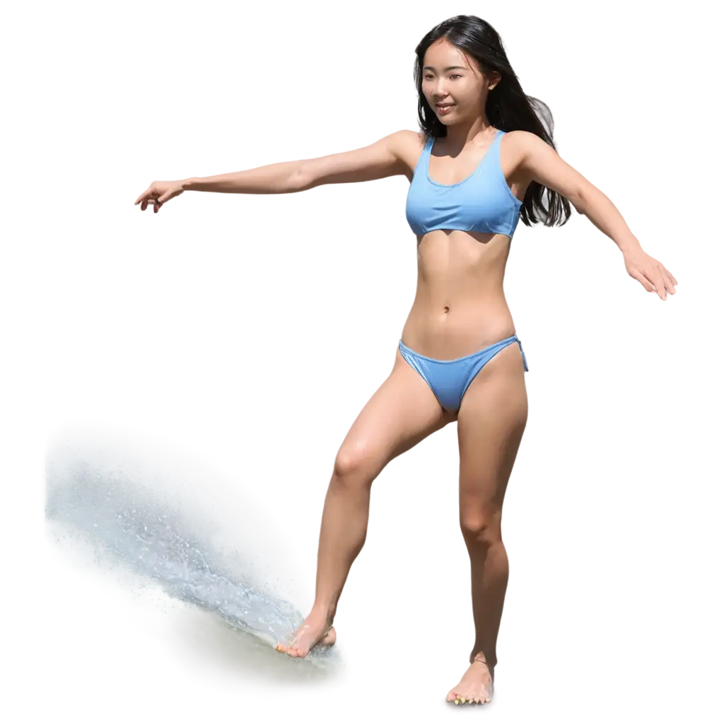 20YearOldPNG-Image-Usage-Guide-Korean-Girl-Running-on-the-Sea-in-a-Swimsuit-with-a-Float-PNG-Image