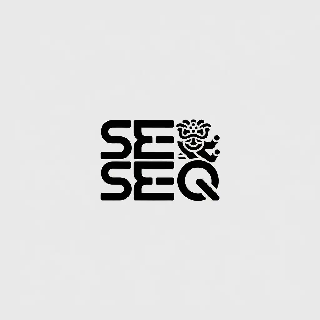 a vector logo design,with the text "seq", main symbol:lion dance,Minimalistic,be used in cultural and creative industries industry,clear background