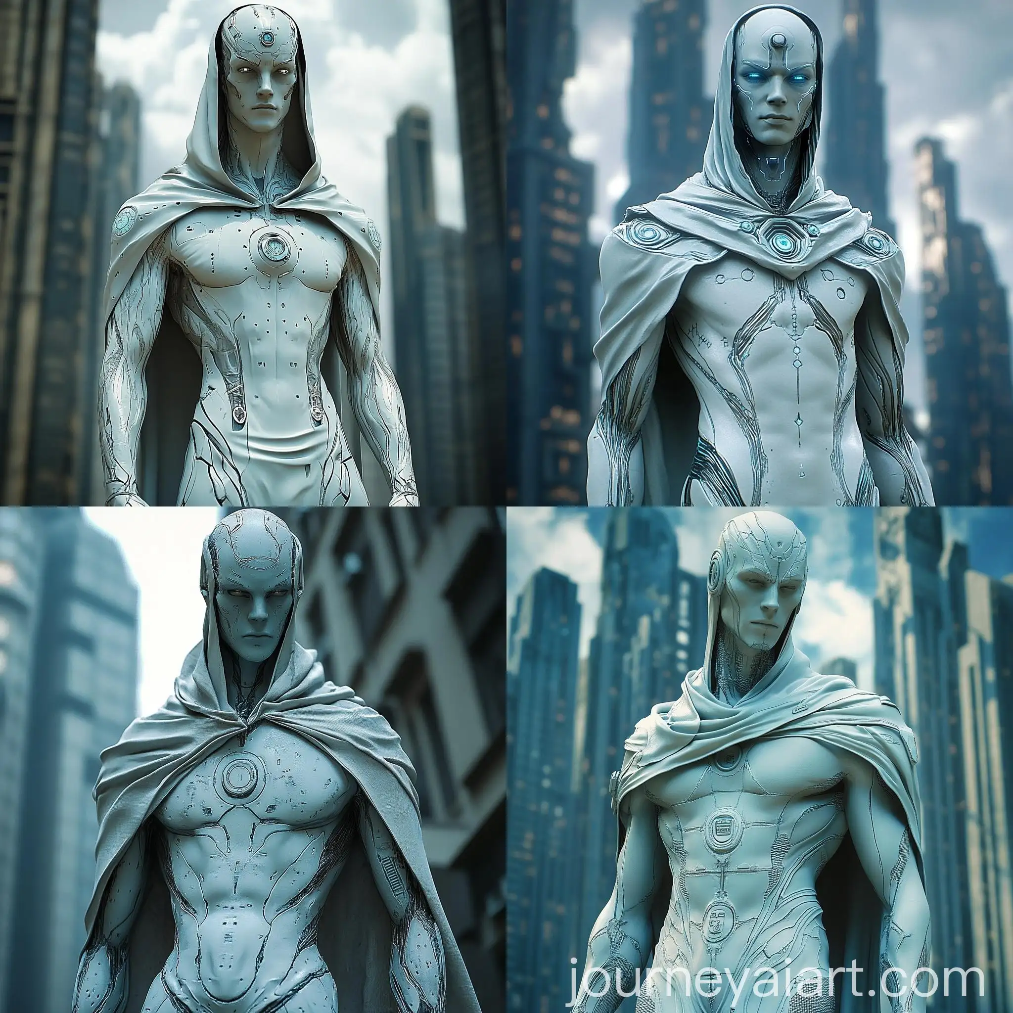 Futuristic-Polaroid-Photo-of-a-Blue-NanoMaterialclad-Humanoid-in-a-Cyber-Cityscape