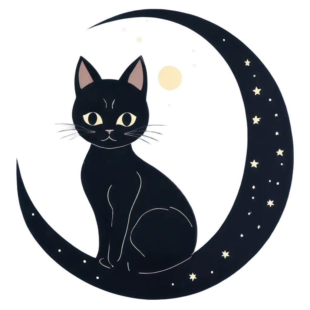 Moonlit-Grip-PNG-Enchanting-Black-Cat-Clinging-to-Crescent-Moon