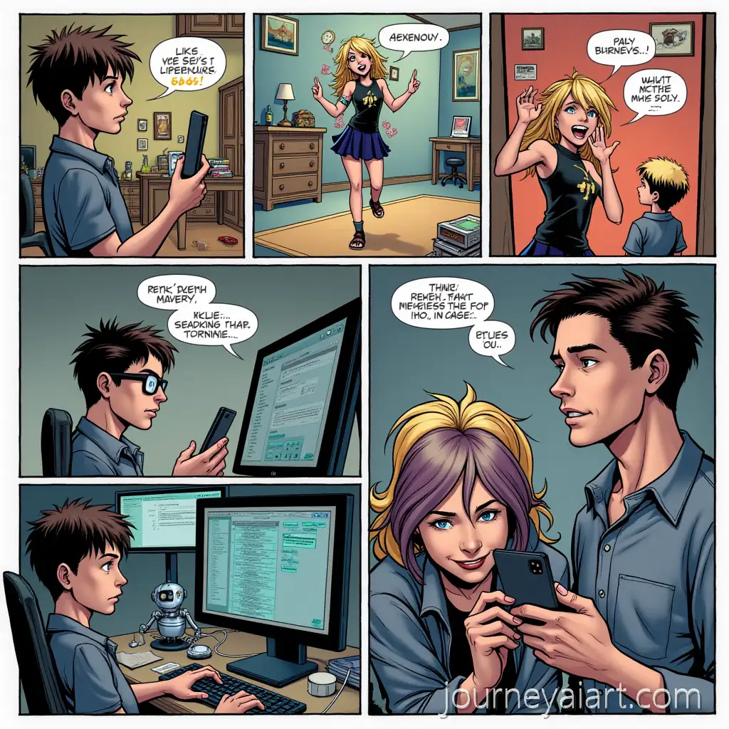 Dynamic-Comic-Book-Panel-Collage-Featuring-TeenDynamic-comic-collage-Characters-and-Digital-Communication