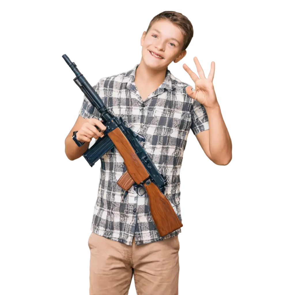 Summer-Smiling-Slavic-Boy-with-Machine-Gun-PNG-Image-Realistic-Style-for-Diverse-Use