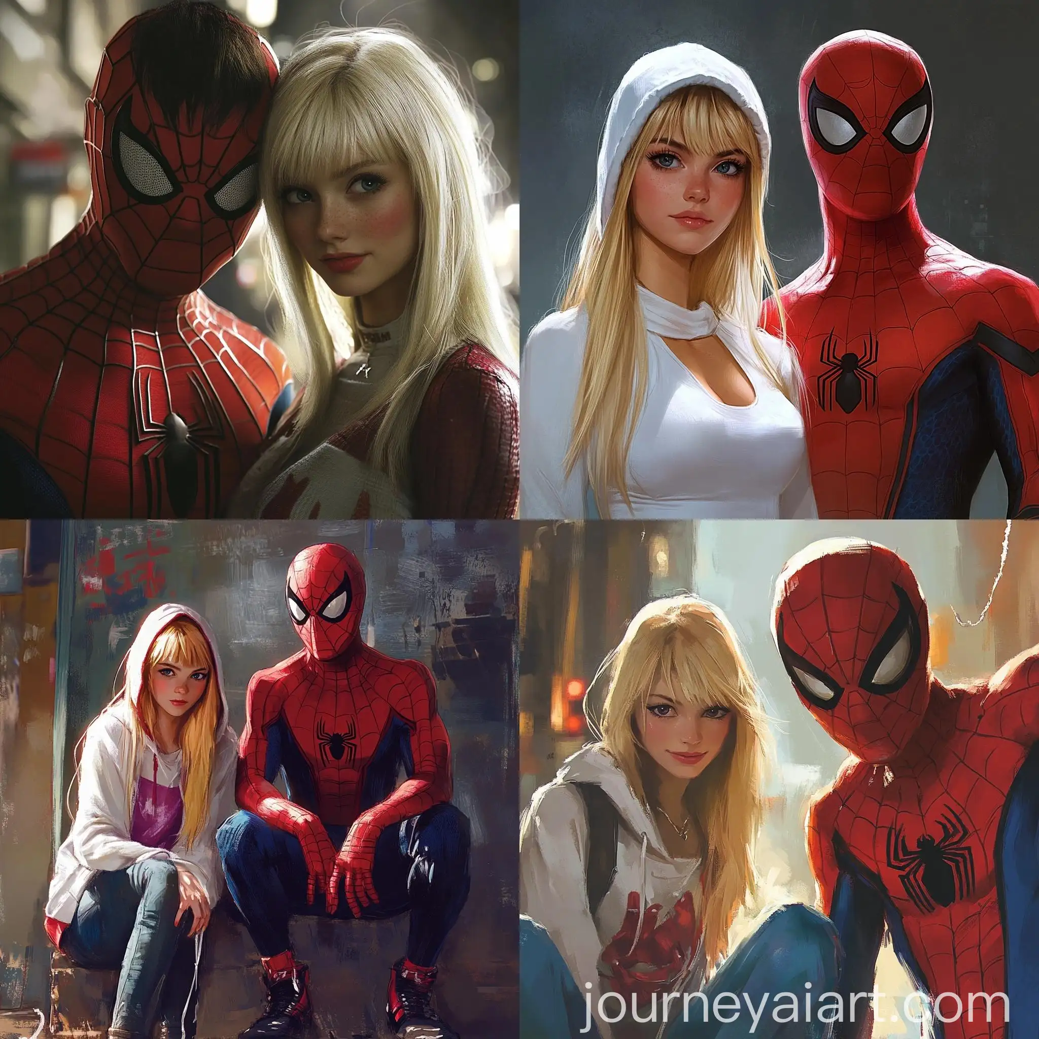 SpiderMan-and-Gwen-Stacy-in-Action-Comic-Book-Style-Artwork