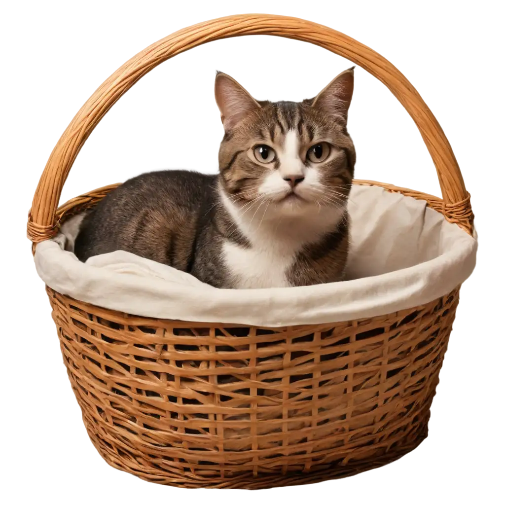 a cat in basket