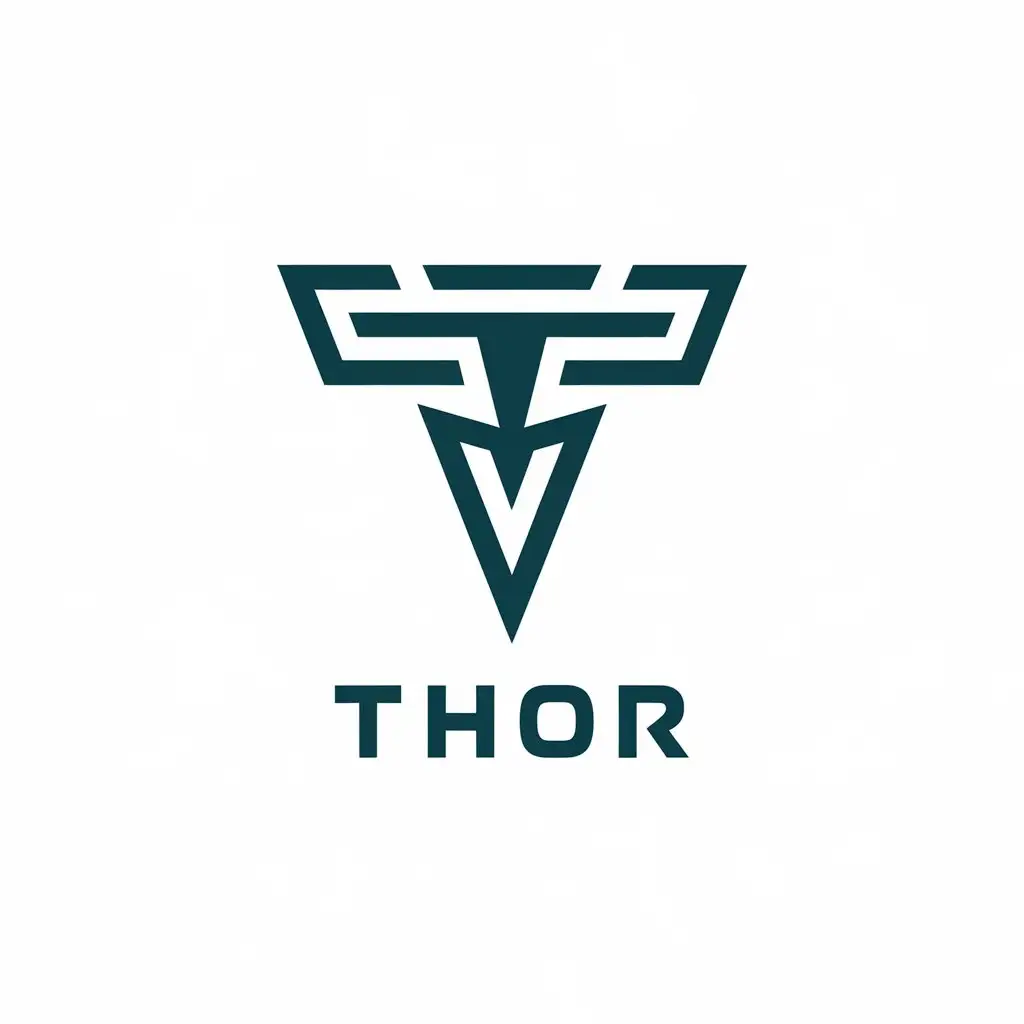 a vector logo design,with the text "THOR", main symbol:Lightning/T,complex,be used in Technology industry,clear background