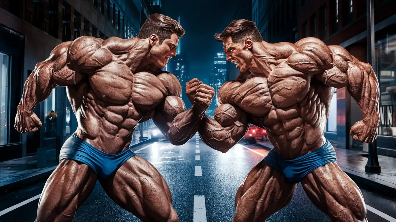 Epic-Nighttime-Battle-Between-Two-Muscular-Bodybuilder-Superheroes