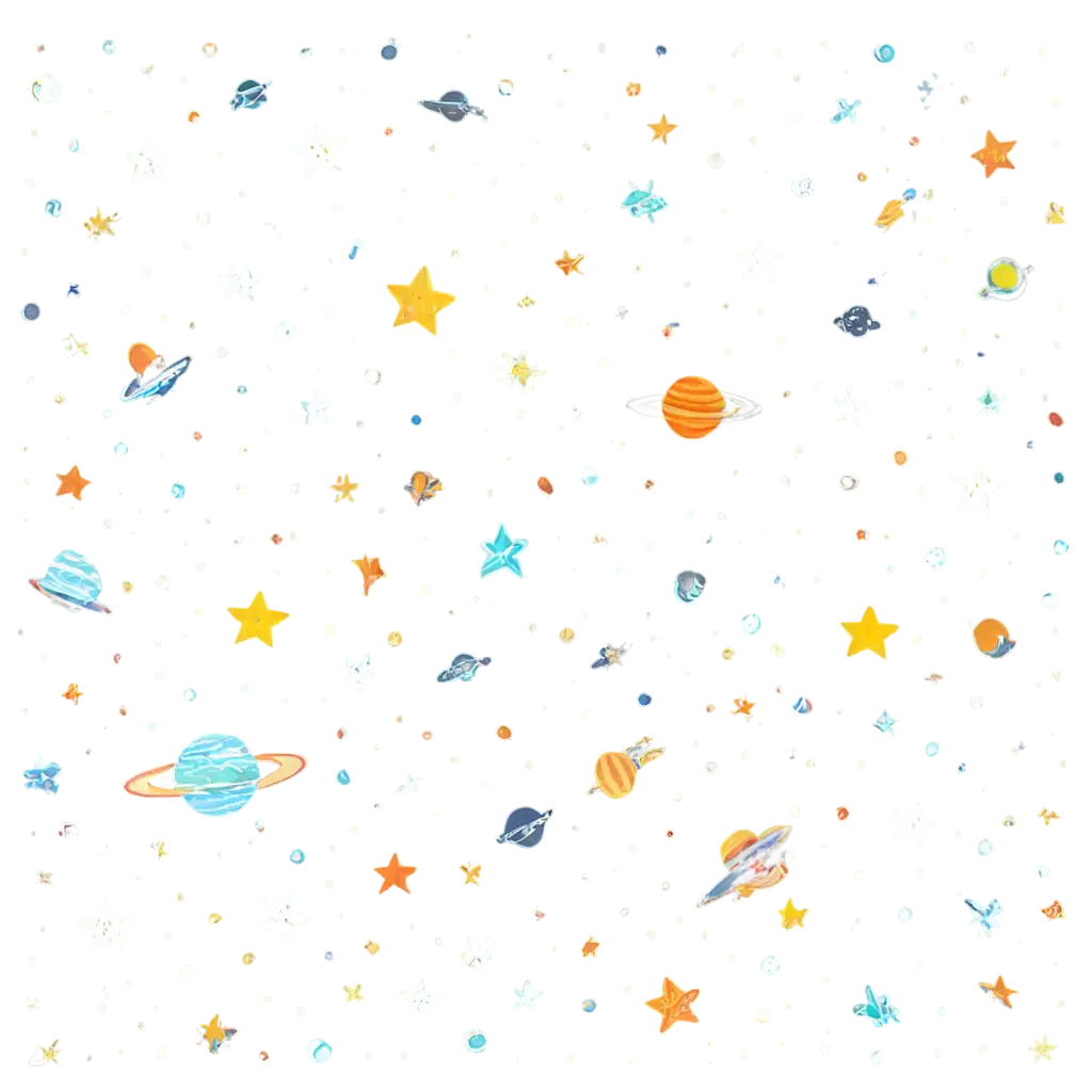 pattern with stars,astronouts,comets and clouds