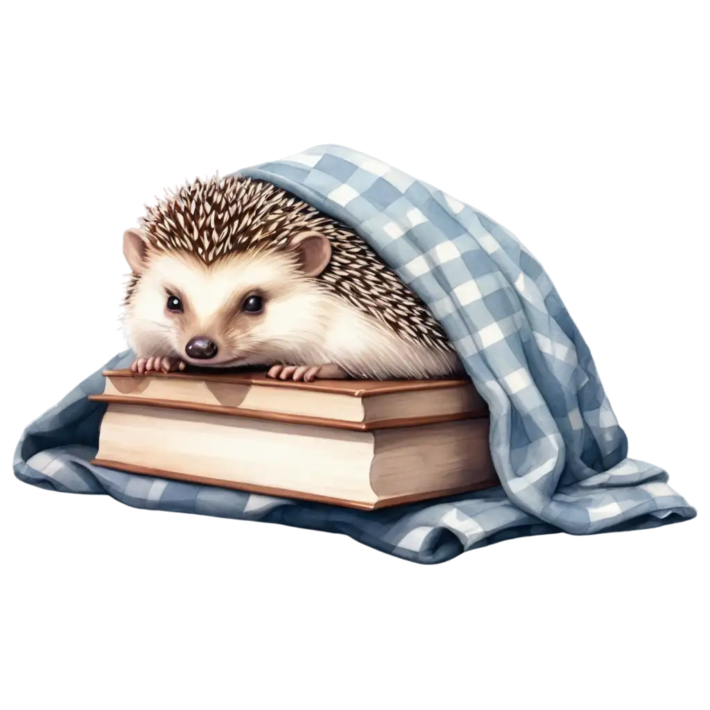 Cozy-Hedgehog-Sleeping-Under-a-Checkered-Blanket-PNG-for-Heartwarming-Illustrations