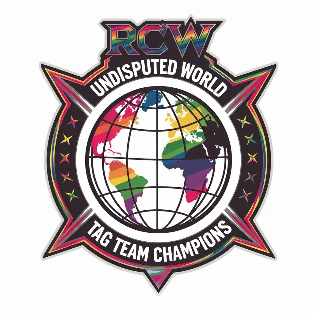 LOGO Design For RCW Undisputed World Tag Team Champions Rainbow Splatted Painted World on Clear Background