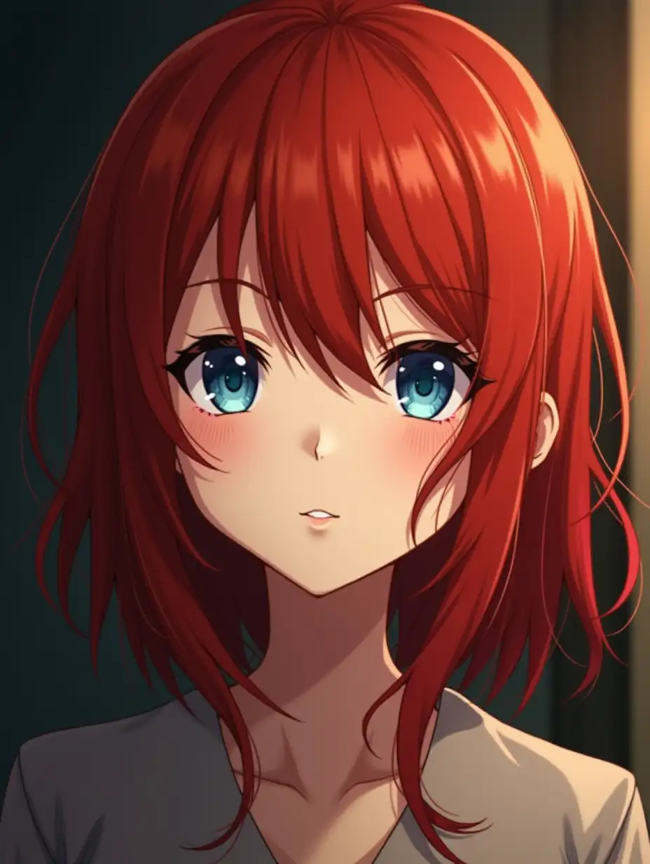 picture of a girl with red hair and blue eyes