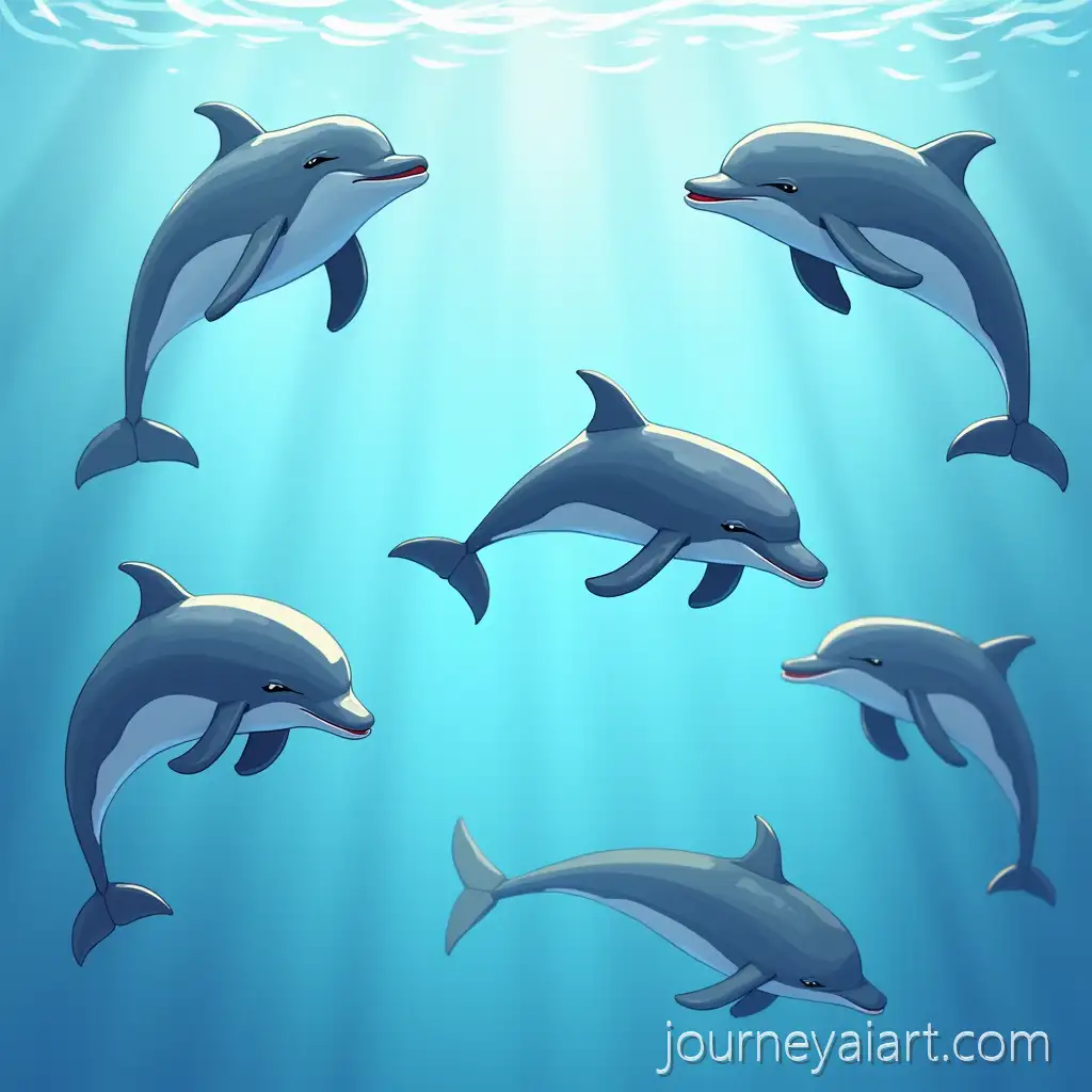 Playful-Dolphins-Swimming-in-Crystal-Clear-Water
