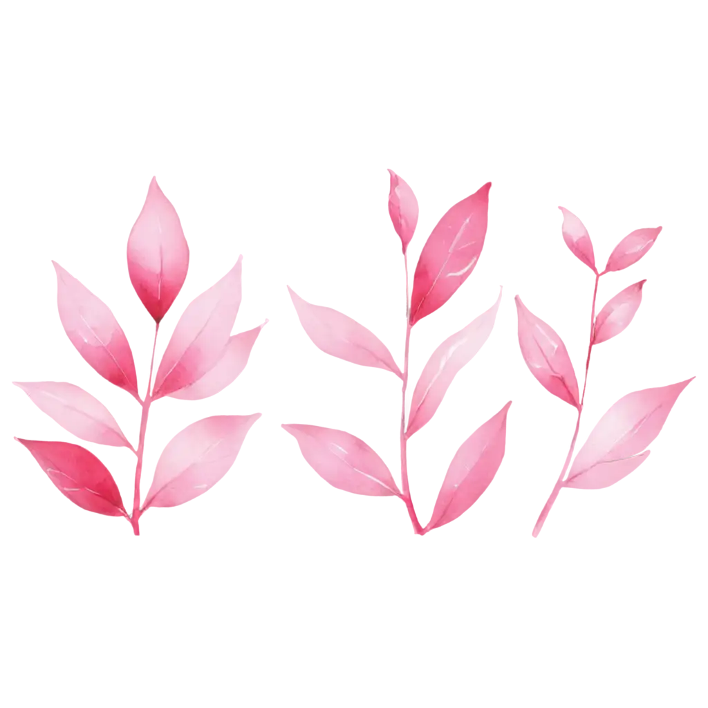 Watercolor-Leaves-Pink-Nature-Elegance-PNG-for-Stunning-Design-Projects