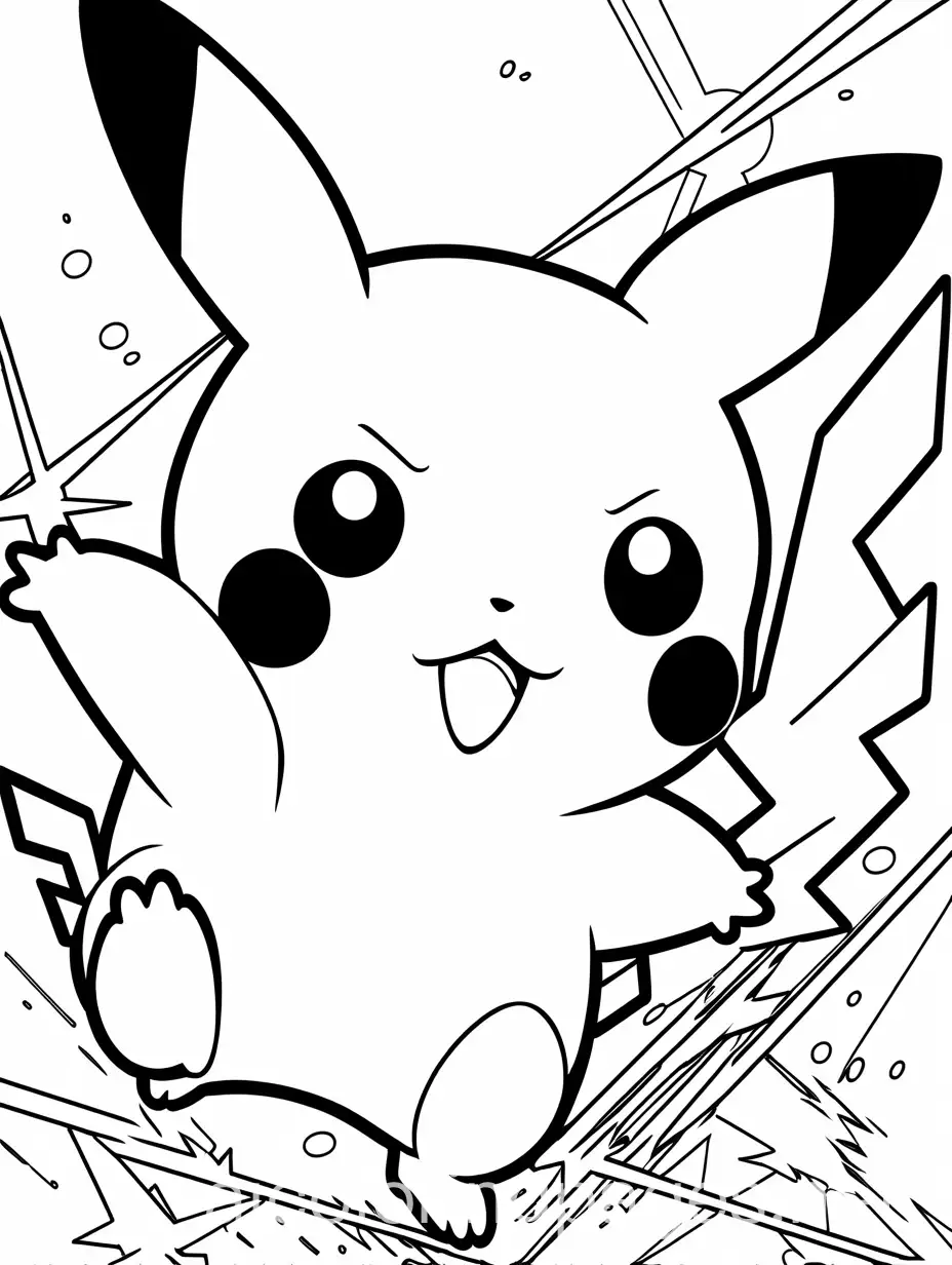 Pikachu-Defeats-Team-Rocket-with-Thunderbolt-Coloring-Page