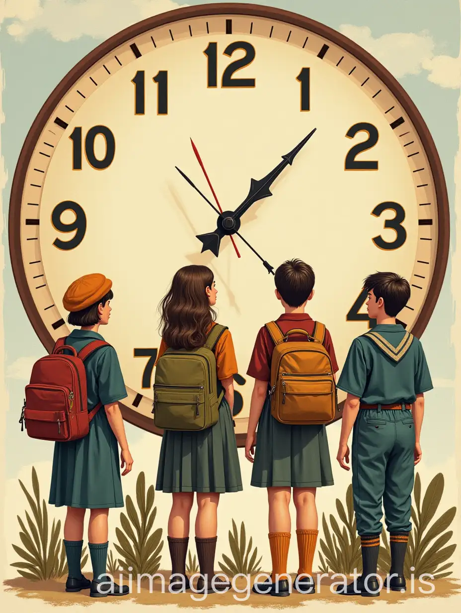 Guides-and-Scouts-with-Clock-Background-Illustration