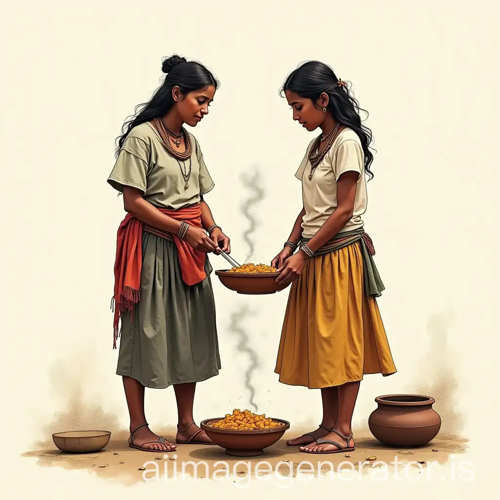 Two-Guarani-Women-Cooking-in-Modern-Clothing-in-Bolivia