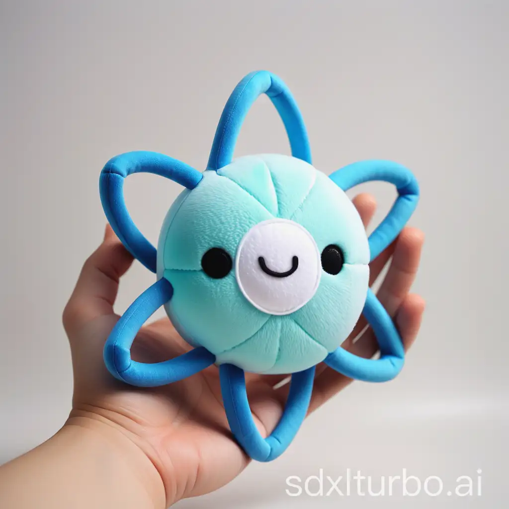 a cute oxygen atom plushie without its electrons