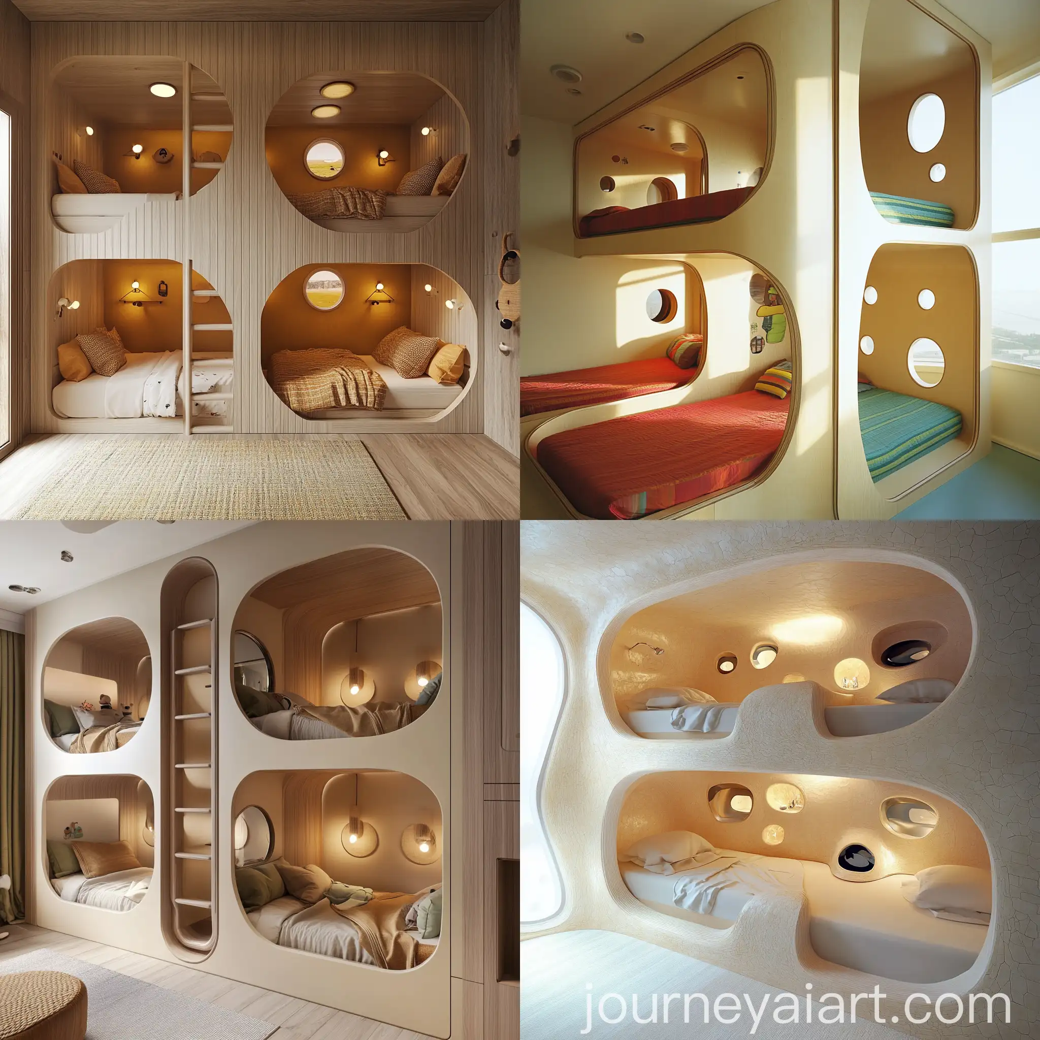 Childrens-Bedroom-with-Unique-Bunk-Bed-Design