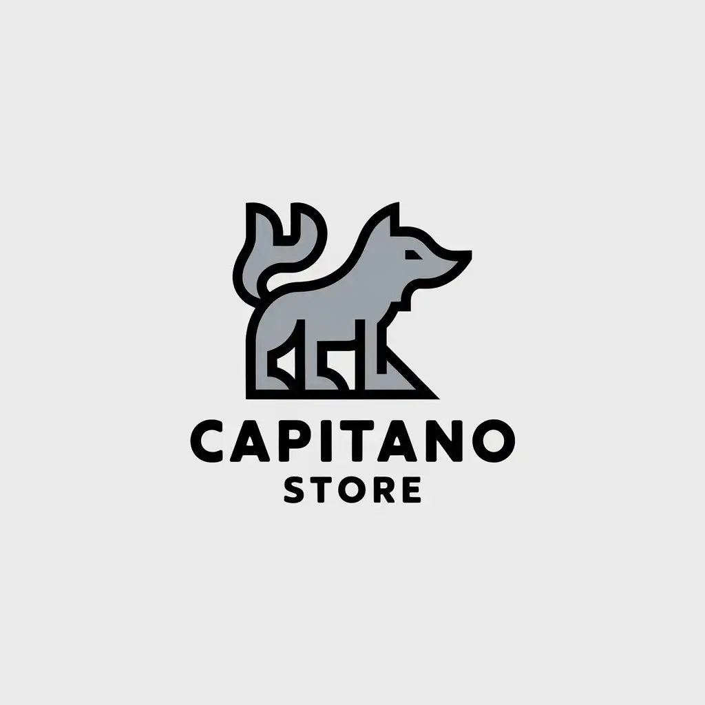 LOGO Design for CAPITANO STORE Gray Wolf Minimalistic Design with Clear Background