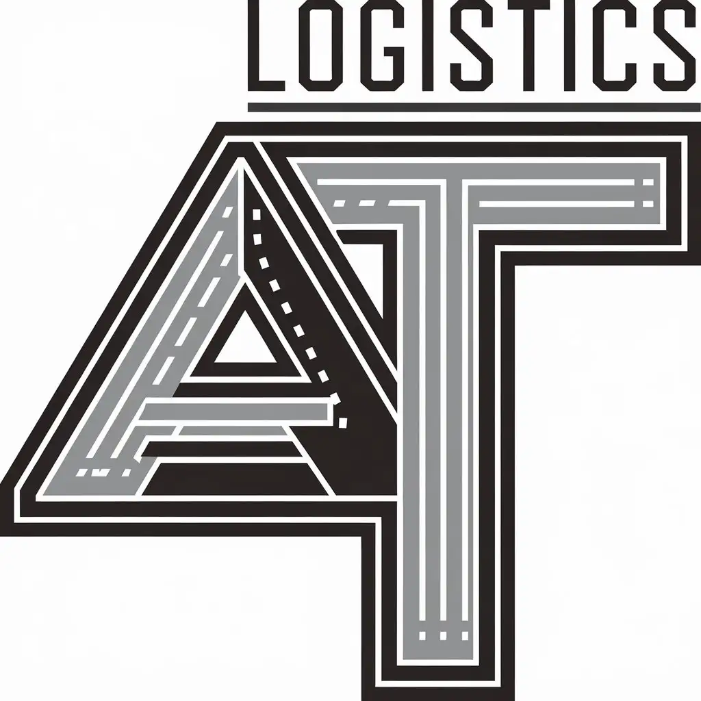 a vector logo design,with the text "Logistics", main symbol:AT,complex,be used in Roads Bridges Transport interchanges industry,clear background