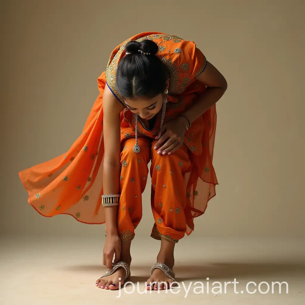 Indian-Girl-Bending-to-Touch-Feet-in-Traditional-Gesture-of-Respect