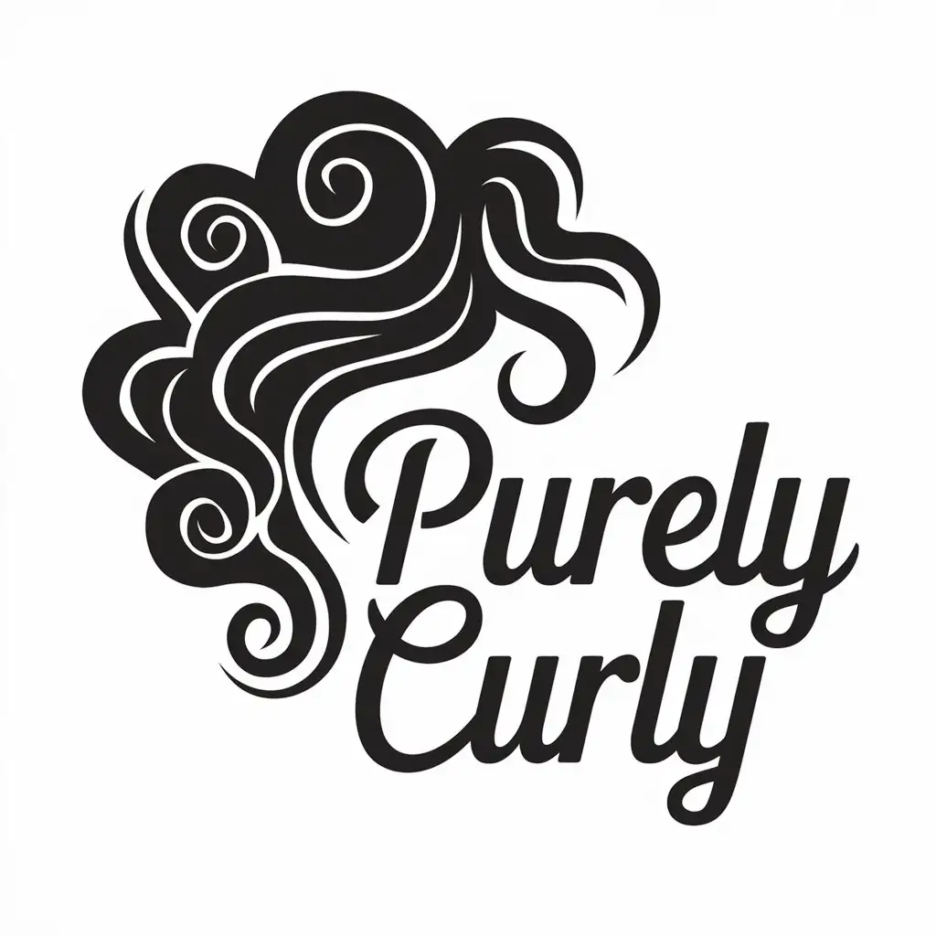 LOGO Design for Purely Curly Vector Logo with Clear Background and Moderate Main Symbol