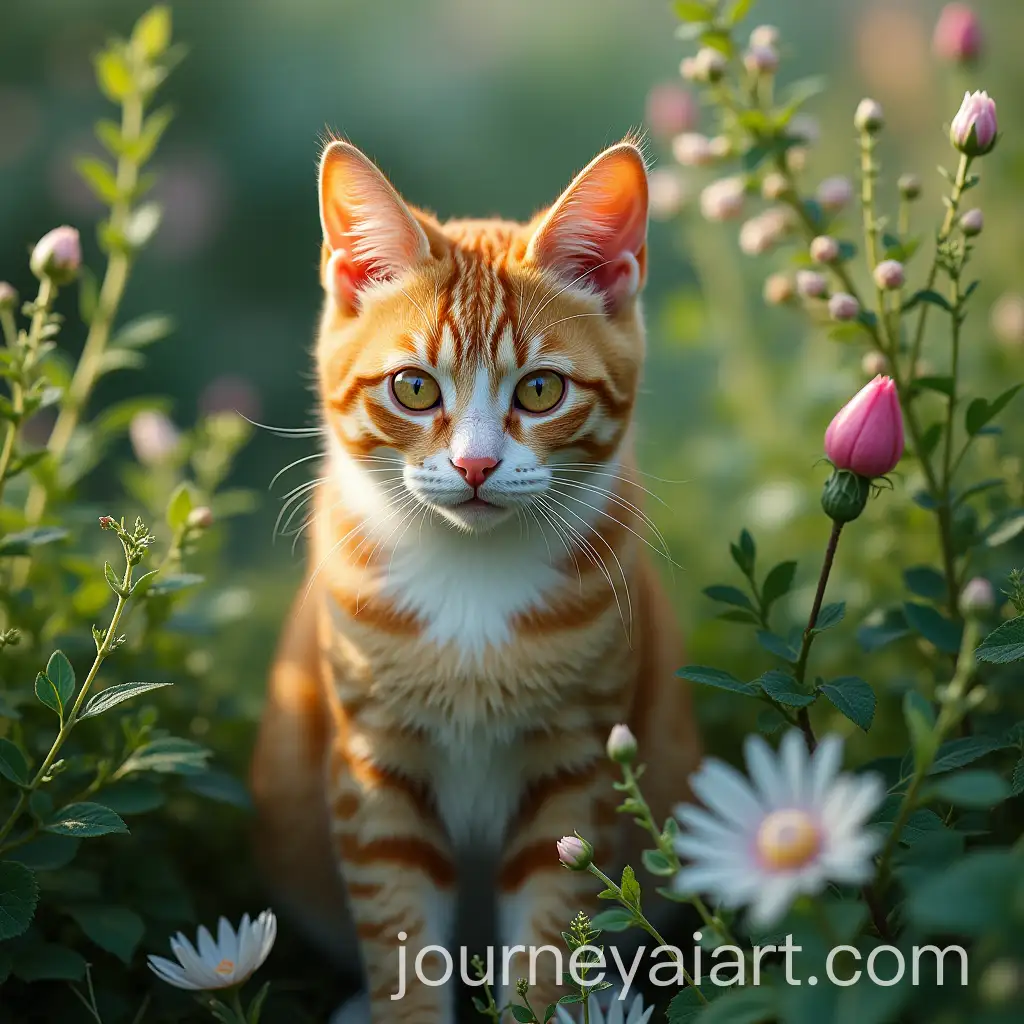 Cat-Relaxing-Among-Green-Plants-in-Cozy-Indoor-Setting