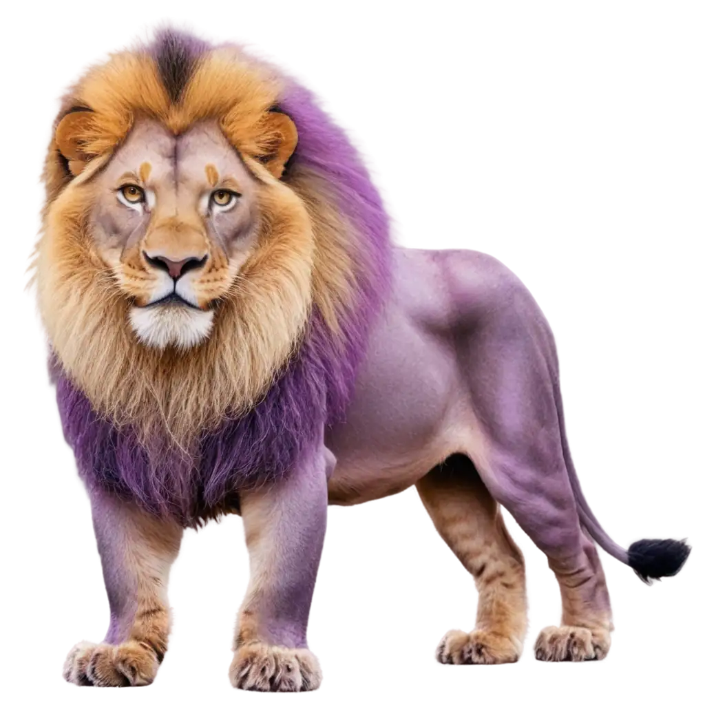 PurpleManed-Lion-PNG-Image-Majestic-Illustration-of-a-Lion-with-Unique-Mane-Color