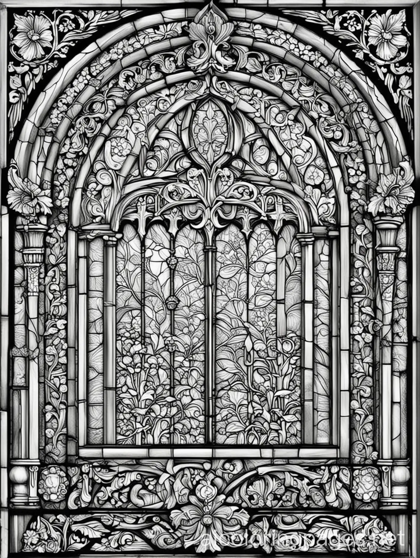 Gothic-Stained-Glass-Window-Coloring-Page-for-Kids