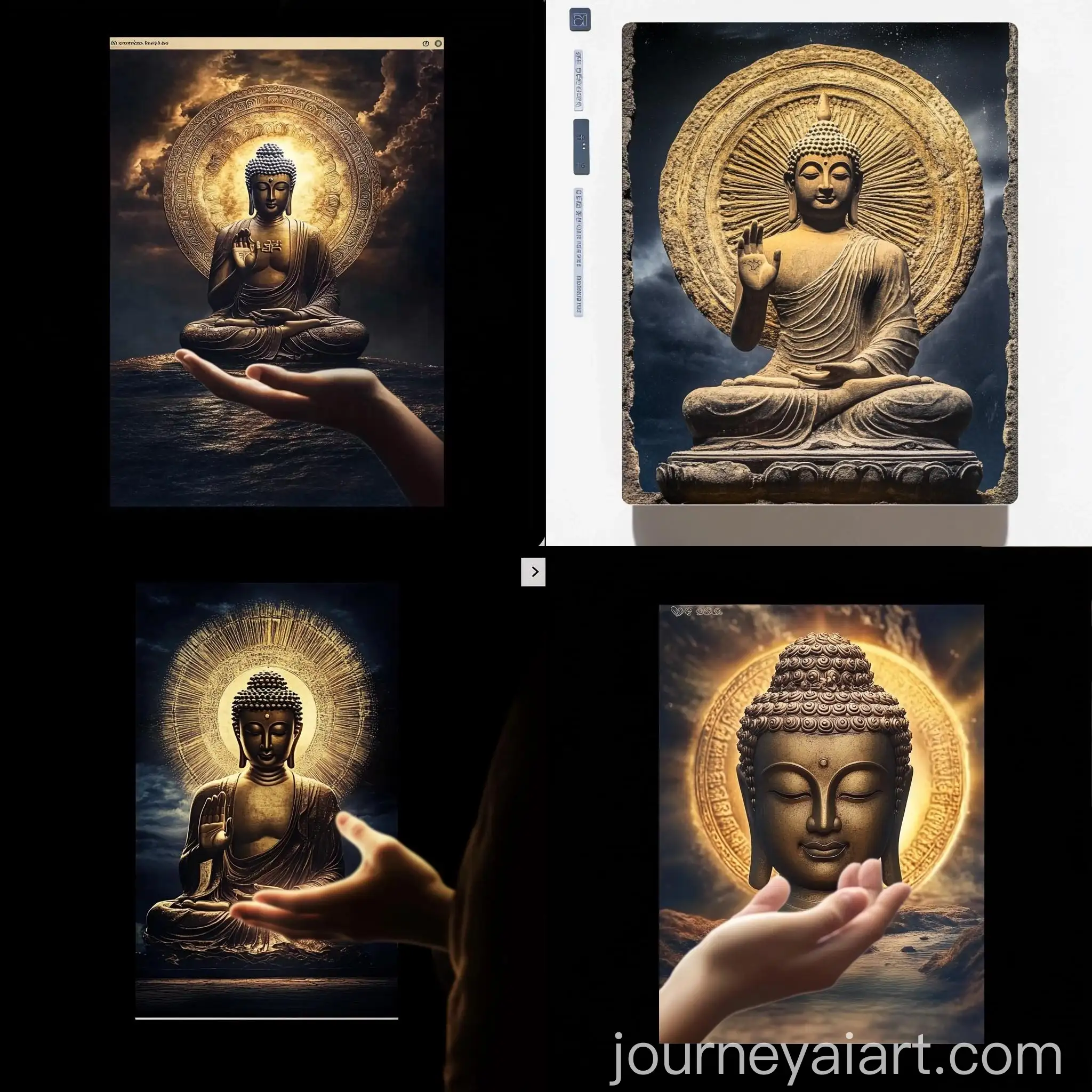 Buddha-Statue-and-Devotee-in-Prayer-Gesture